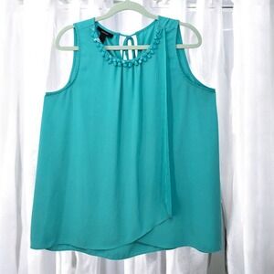 Alfani Sleeveless‎ Blouse Beaded Neckline Layered Tank Top Size 12